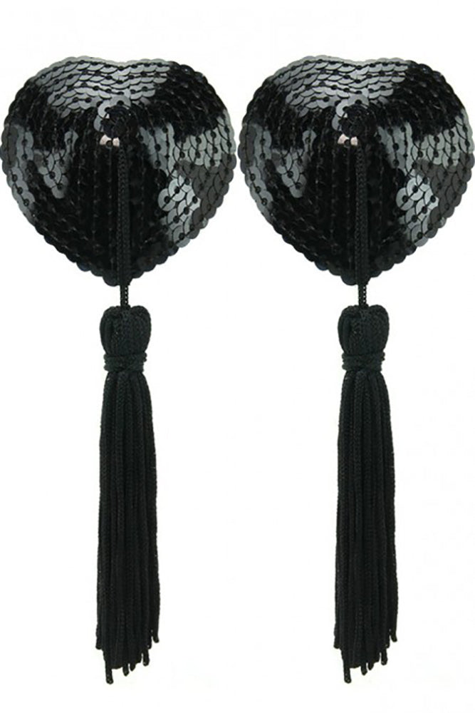 Sequined Heart Pasties With Tassels - Regular image 0