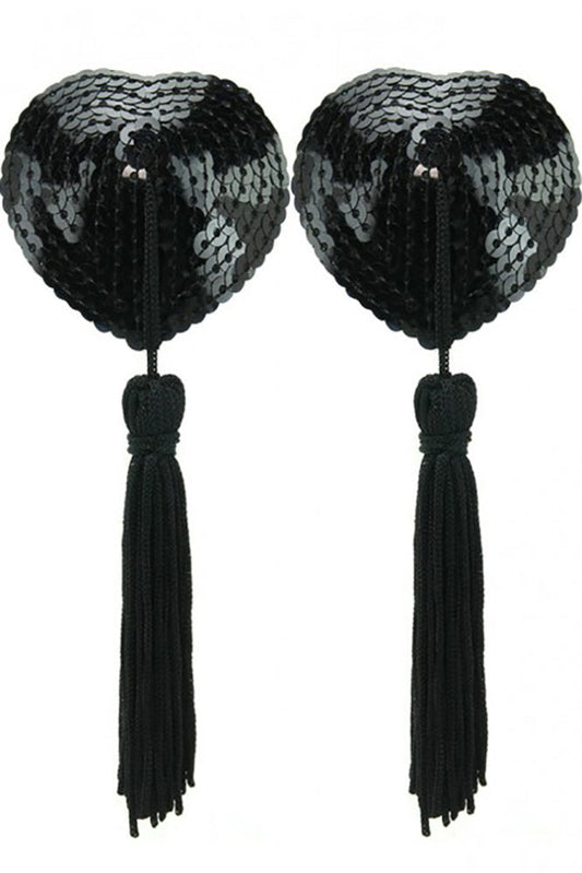 Sequined Heart Pasties With Tassels - Regular image 0