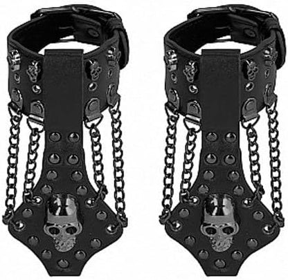 Ouch by Shots Toys - Skull Handcuffs with Chains - Black image 1